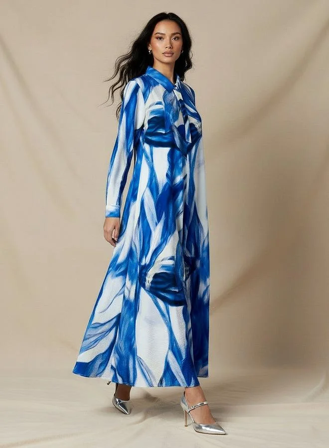 ايكونيك Iconic Trapeze Midi Dress with Floral Print